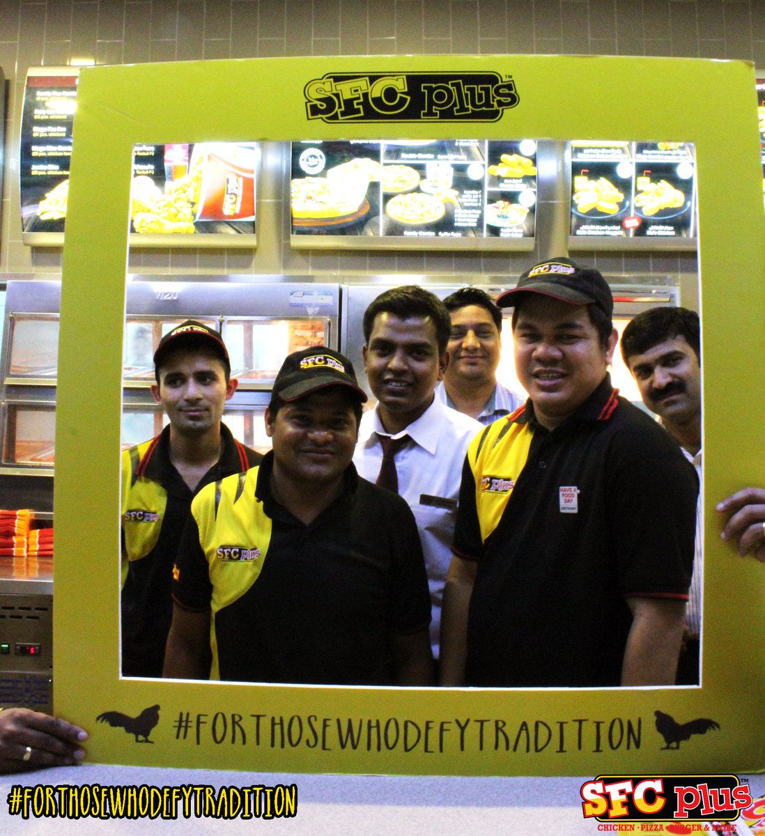 sfcplusarabia's tweet photo. Celebration Galore!@sfcplusarabia is back in actionat #SafeerMall #Sharjah 
#ForThoseWhoDefyTradition #SFCPlusArabia http://t.co/yIf9tAfn0J