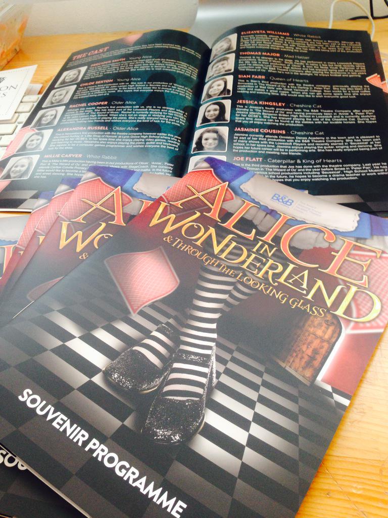 Our latest project! Designing theatre programmes for a production of Alice in Wonderland #theatre #design #print
