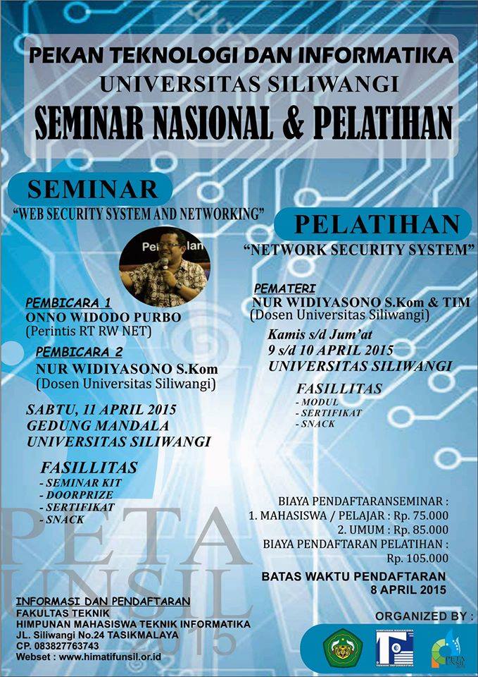 Yuk ikut Seminar Peta oleh pak <a href="/onnowpurbo/">Onno W. Purbo</a>
pendaftaran sampai 8/4/2015 @anakunsil <a href="/infotasik/">infotasik</a> <a href="/infojabar/">Info Jabar</a> <a href="/mabaunsil14/">Mahasiswa UNSIL 2014</a>