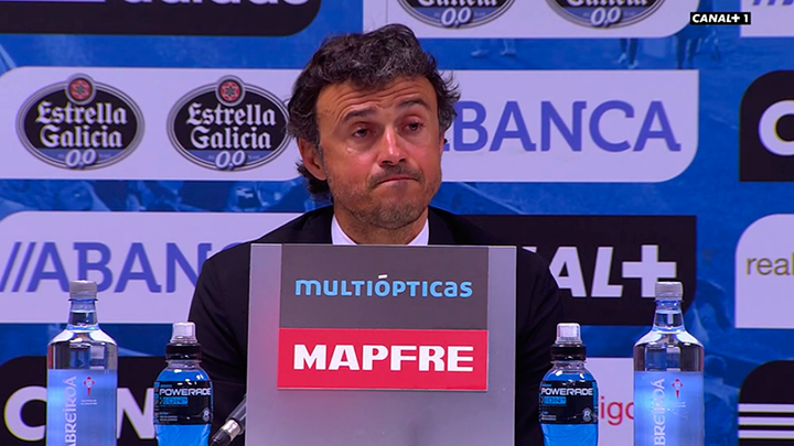 MPlusDeportes's tweet photo. Luis Enrique: "Enfrente había unos de celeste que volaban, por eso no hemos podido controlar el partido". http://t.co/7AChenXefr