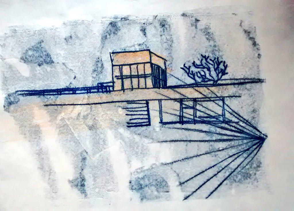 Jorobots's tweet photo. Quick #monoprint of my room view. #toomuchink. #lessonlearned http://t.co/g8L5T8VX5s