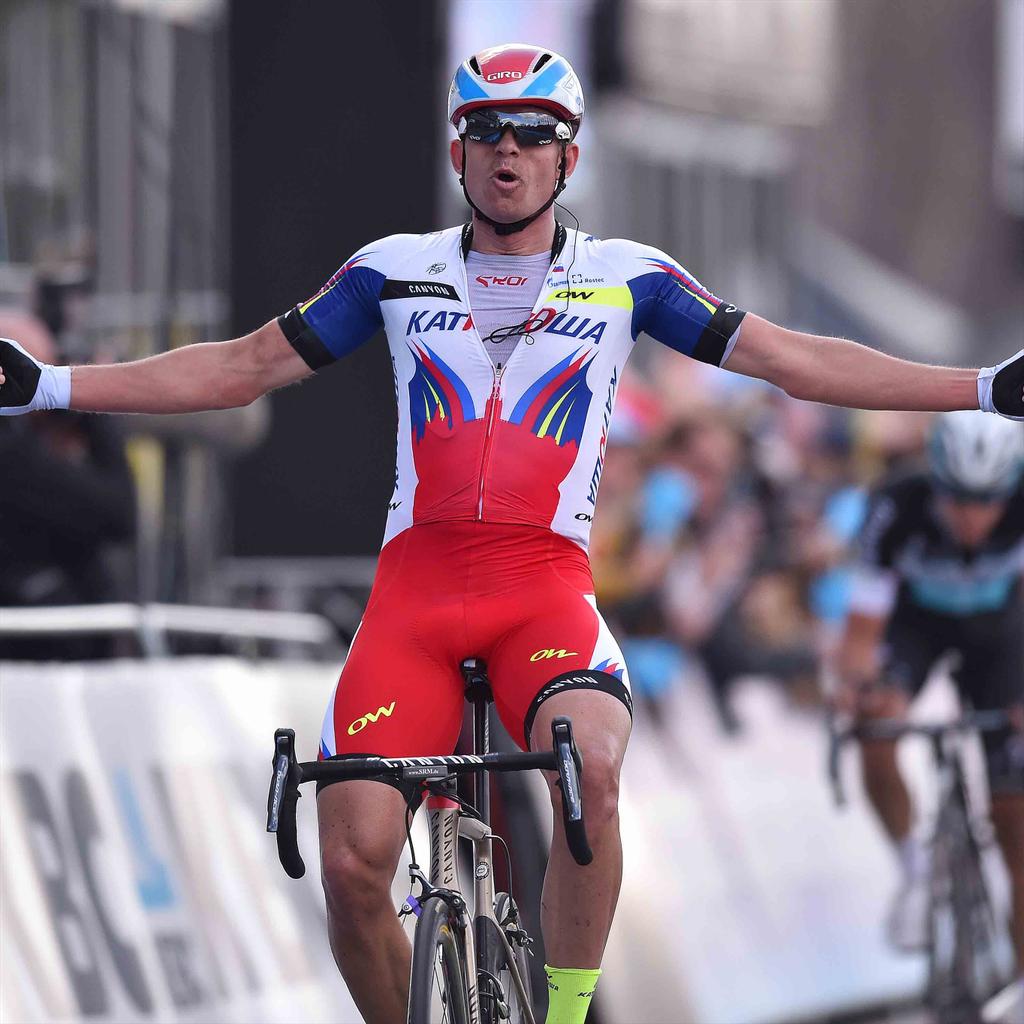 katushacycling's tweet photo. We really love this photo of @Kristoff87 winning @RondeVlaanderen #RVV http://t.co/QaaGWVeHgF