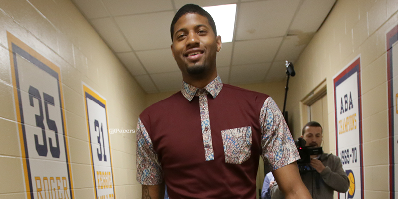 Pacers's tweet photo. Paul George arrives to @TheFieldhouse for tonight's game: http://t.co/S6w6eZO21Z