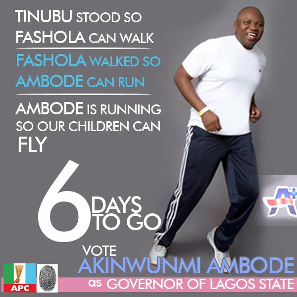ambocorps2015's tweet photo. 6 days to go!! Lagosians, yes we can! Vote Ambode! @omojuwa @APCNigeria @APCforChange @APCUKingdom #TeamAmbode http://t.co/KQr5YBeYtX