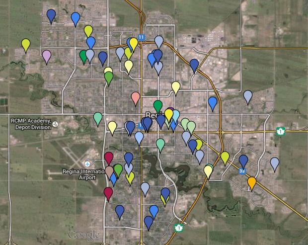 Happy Easter Saskatchewan, New Places of Worship Map for Regina from one of our users.  saskmaps.blogspot.ca