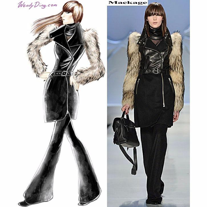 wendyding's tweet photo. My fave look 2 of 5 at #wmcfw fw15: @Mackage. Such drama with the fur sleeves! #fashionillustration #canadianfashion http://t.co/exEhCGvqBY