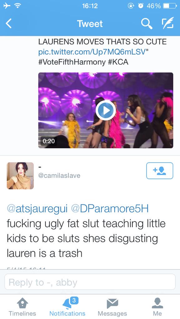PetalsForMyself's tweet photo. Everyone go block this piece of shit please #FifthHarmony #ThеyreTheOne @radiodisney http://t.co/9i5pdgFUEO