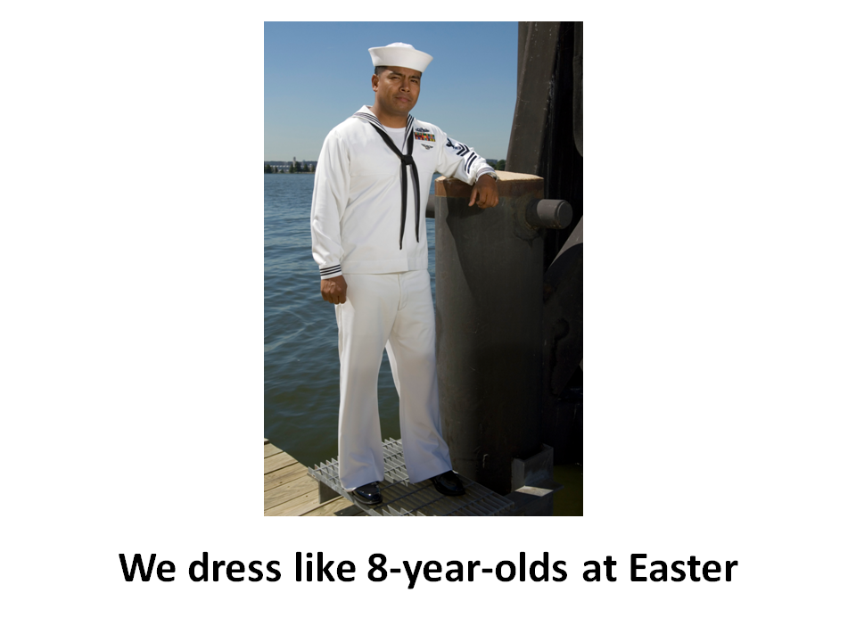 TheLateLiveShow's tweet photo. Happy Easter to our friends in the Navy! http://t.co/4C0rKPFYxM