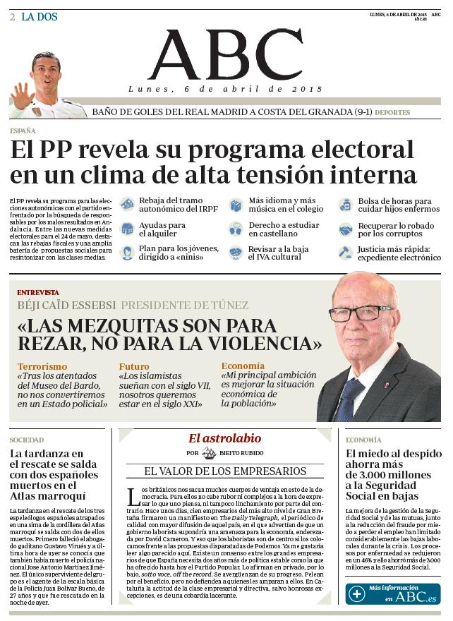 Ya está disponible la primera edición de ABC del lunes 6 de abril en <a href="/abckioskoymas/">ABC KIOSKO Y MAS</a> ww.abc.es/Le2aW