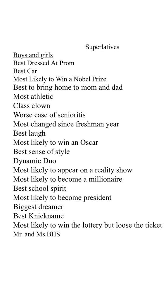 bhsseniorclassof2015 on twitter here is a list of the superlatives