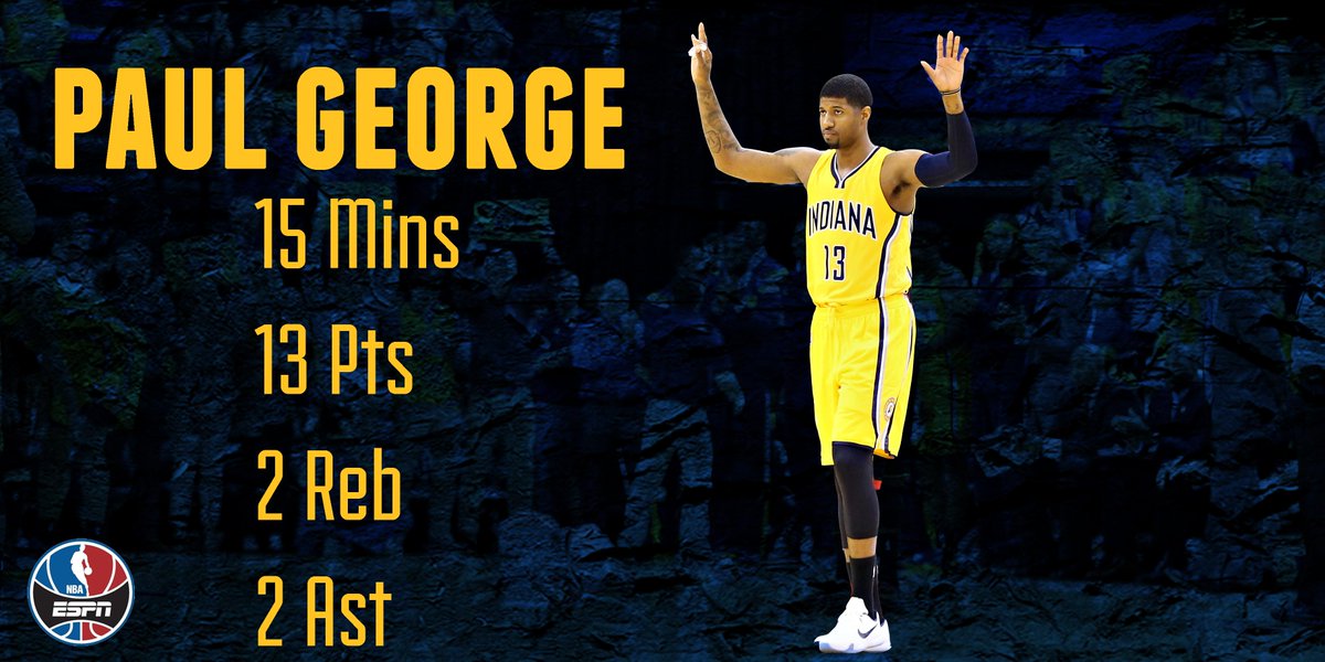 ESPNNBA's tweet photo. Welcome back Paul George! Pacers beat Heat 112-89, draw level w/ Miami &amp; move within 1 game of Boston for the 8-seed. http://t.co/pHzMKsKpur
