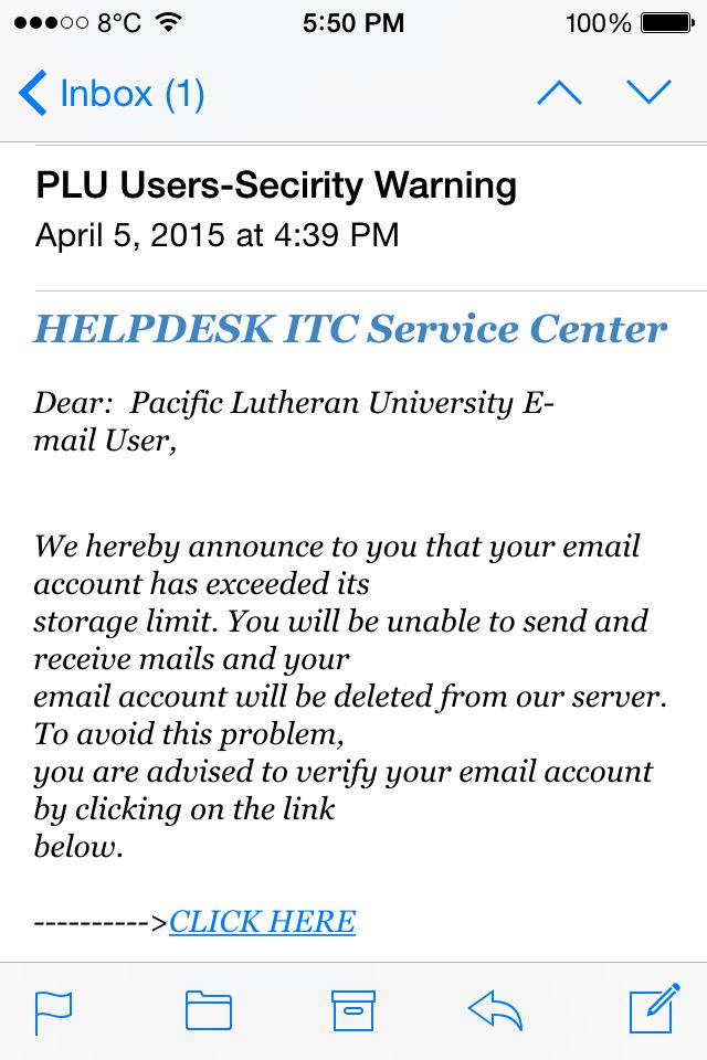 Plu Help Desk على تويتر Yet Another Phishing Email See Attached
