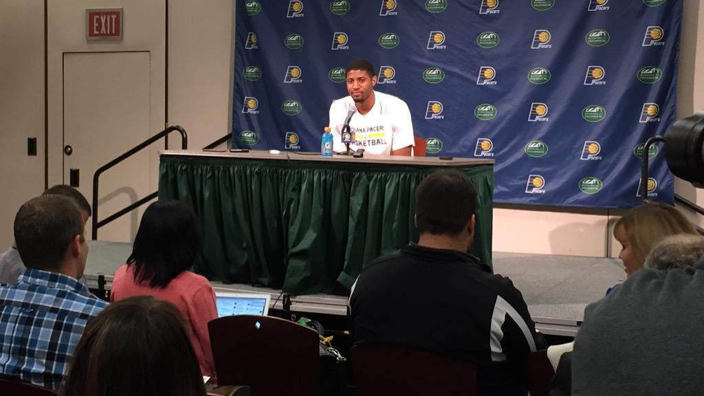 Pacers's tweet photo. "I was happy to make my first one. That was really what I dreamed of." - Paul George http://t.co/5Bxx3p6emV