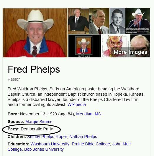 Fred Phelps - Leader of Westboro Baptist is a Democrat