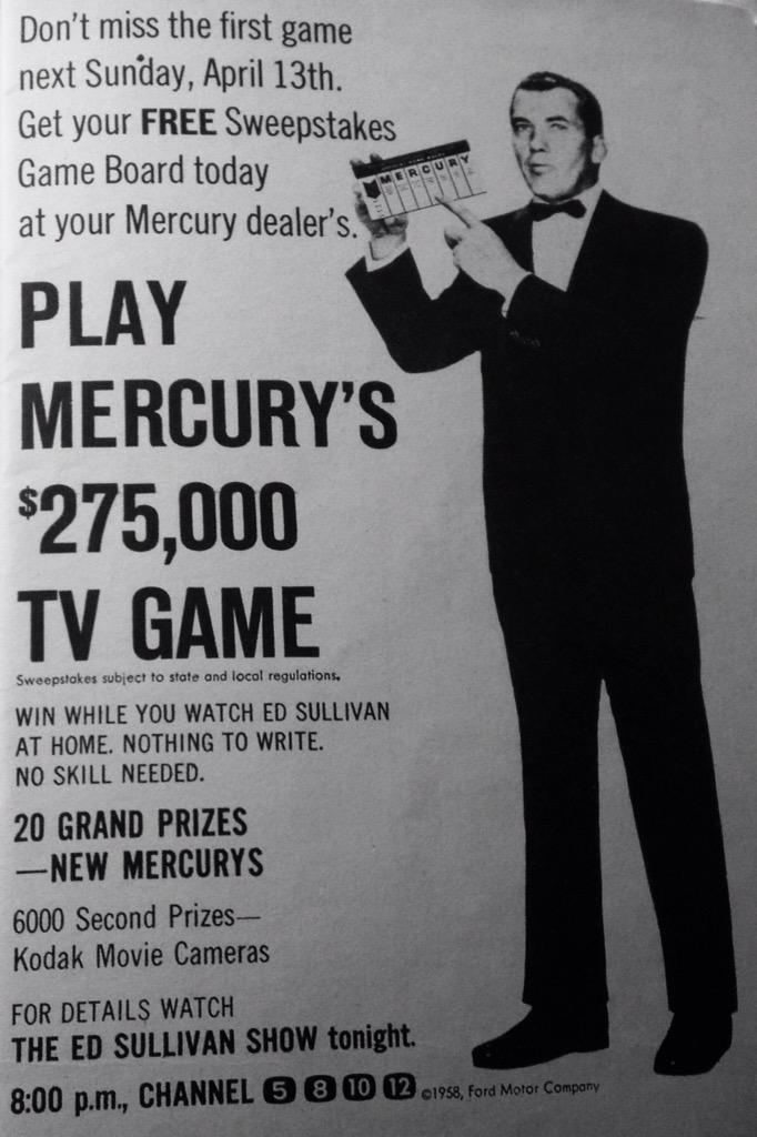 MrTVClassics's tweet photo. #NetworkTV Apr6-58. #EdSullivan game show host.  He did sub on one ep of #The64000Question. http://t.co/318FQO5aU3