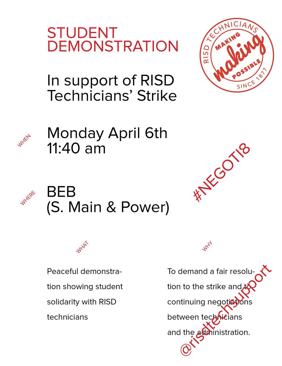 risdtechsupport's tweet image. .@nprpolitics @RINPR NO CLASS AT RISD: students demand fair labor practices