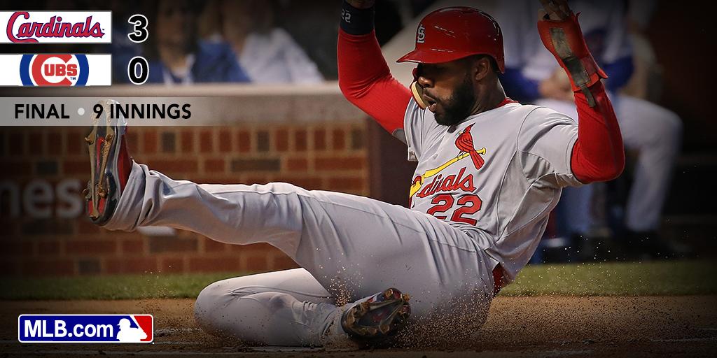 MLB's tweet photo. .@JasonHeyward shines in @Cardinals debut, @UncleCharlie50 does the usual: http://t.co/Ibrg8jldVR #OpeningNight http://t.co/DYoreQaGgJ