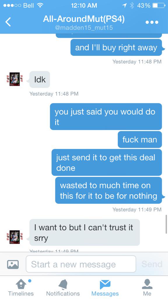 MutJosh35's tweet image. block and report @madden15_mut15 for trying to scam me out of 400k! @TrustedTradeMUT @TradePostMUT