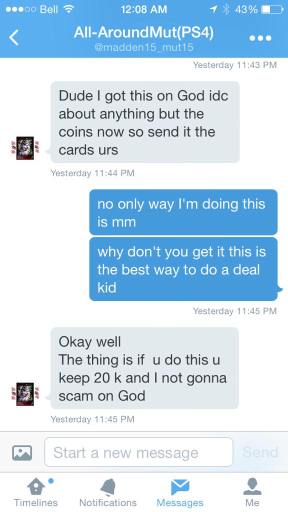 MutJosh35's tweet image. block and report @madden15_mut15 for trying to scam me out of 400k! @TrustedTradeMUT @TradePostMUT