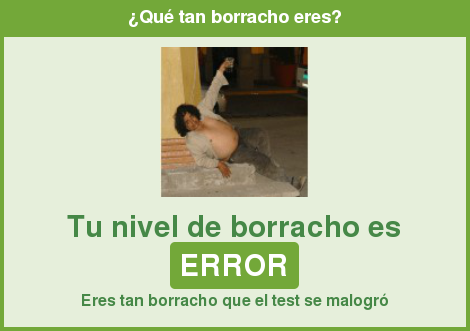 Wandi_Fdz's tweet photo. %ERROR Borracho - Eres tan borracho que el test se malogr&amp;oacute; --> Realiza tu test en: http://t.co/kYQWxPztwF http://t.co/r2mLe1XjUA