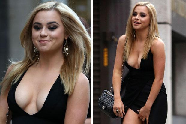 Daily Star on X: Nip slip imminent: Melissa Reeves risks wardrobe  malfunction in dangerously low-cut dress    / X