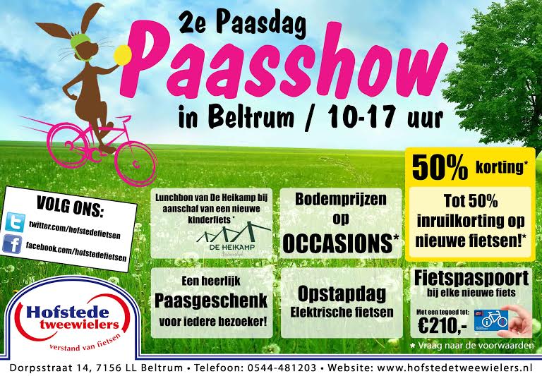 Vanaf 10 uur is het tijd voor onze paasshow. Kom langs voor onze leuke acties, goede koffie en overheerlijk paasbrood