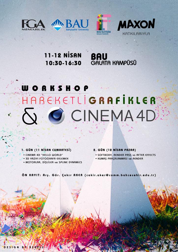 Hareketli Grafikler &amp; Cinema 4D atölyesi <a href="/BAUvCD/">BAU Vis Comm Design</a>'de!

Detaylı bilgi ve başvuru için cakir.aker@comm.bahcesehir.edu.tr