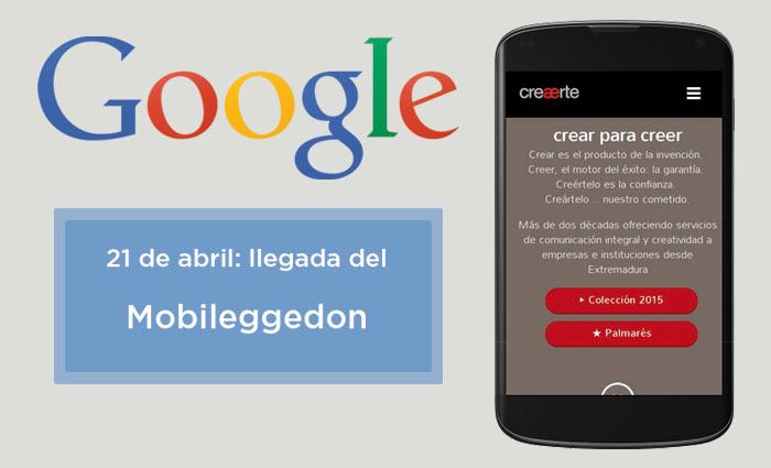 Creaerte's tweet photo. El #mobileggedon de Google se acerca  http://t.co/rOIE5u6a07 ¿Has adaptado ya tu página web? http://t.co/xHVrw3HV3p