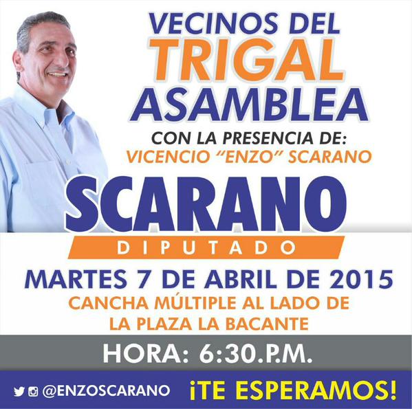 ENZOSCARANO's tweet photo. Vecino de Valencia, mañana te espero en la cancha múltiple al lado de la plaza La Bacante en El Trigal a las 6:30pm http://t.co/sI7BeV4TfQ
