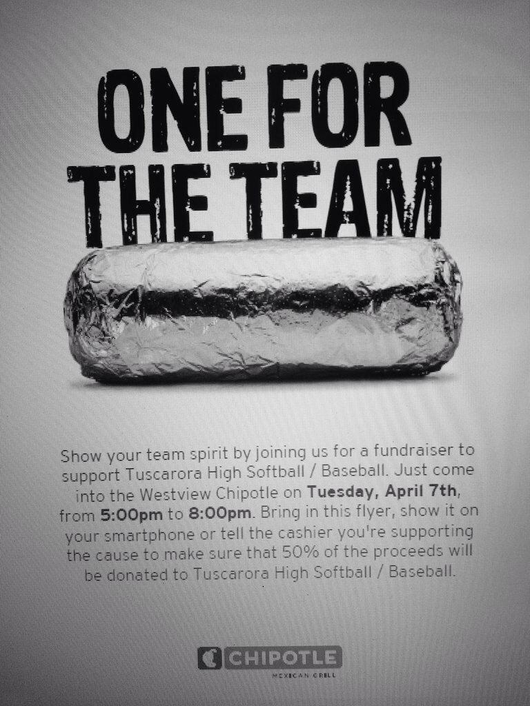 Titans_Softball's tweet photo. Come support THS Softball and @THSBaseball1 tomorrow night at Chipotle from 5pm-8pm! http://t.co/qOIPFsTu8L