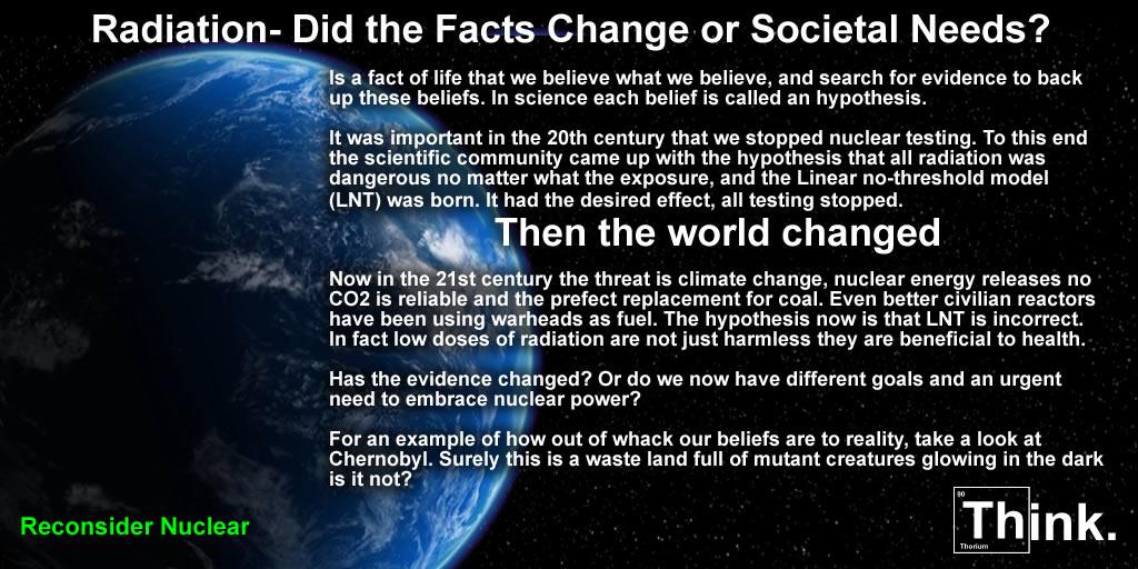 _RoyBatty_'s tweet photo. Radiation- Did the Facts Change or Societal Needs? #Fukushima #Nuclear #ClimateChange https://t.co/14SVnV7Fte