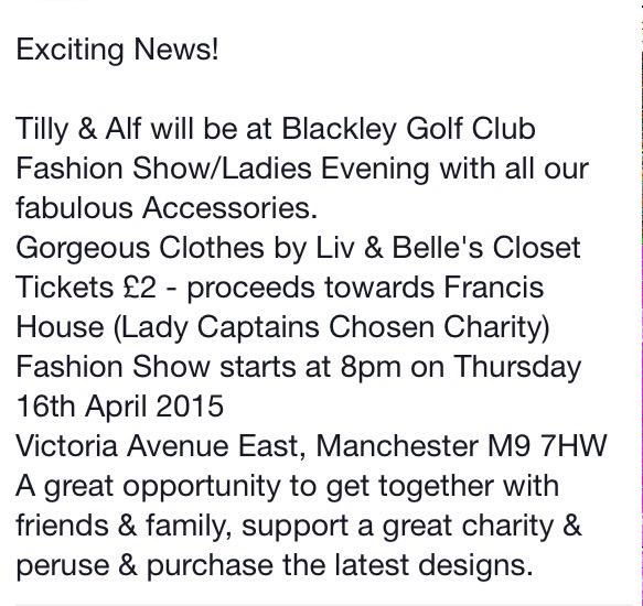 tillyandalf's tweet photo. @Oldham_Hour 
Local event £2 ticket towards Francis House Charity.
Fashion Show Blackey Golf Club
Please Share 😉 http://t.co/fY4dmrwhGR