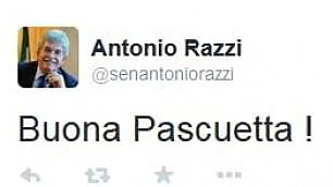 repubblica's tweet image. Twitter, gli auguri con errore di Antonio Razzi: ''Buona Pascuetta'' larep.it/1CdA7MU