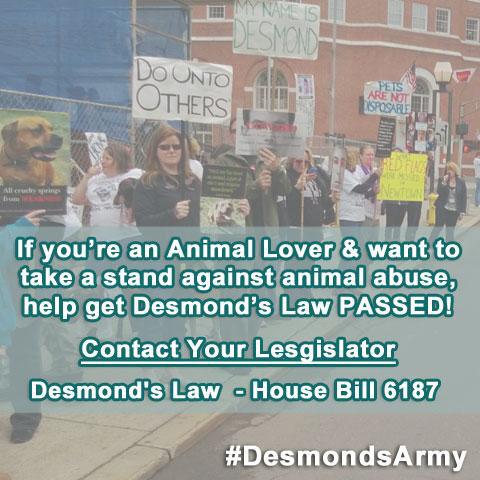FOXSports979's tweet photo. If Ur an animal lover, make a difference. Help STOP animal abuse! #DesmondsLaw http://t.co/uaUZpPbT4N #DesmondsArmy http://t.co/rMb226iTX2