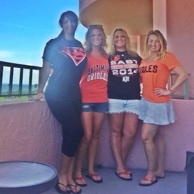 OriolesAITOF's tweet photo. The #Orioles #AngelsInTheOutfield have made it to St. Petersburg to root on our boys on Opening Day vs the Rays! 😇⚾️ http://t.co/jfhAmiKfNU