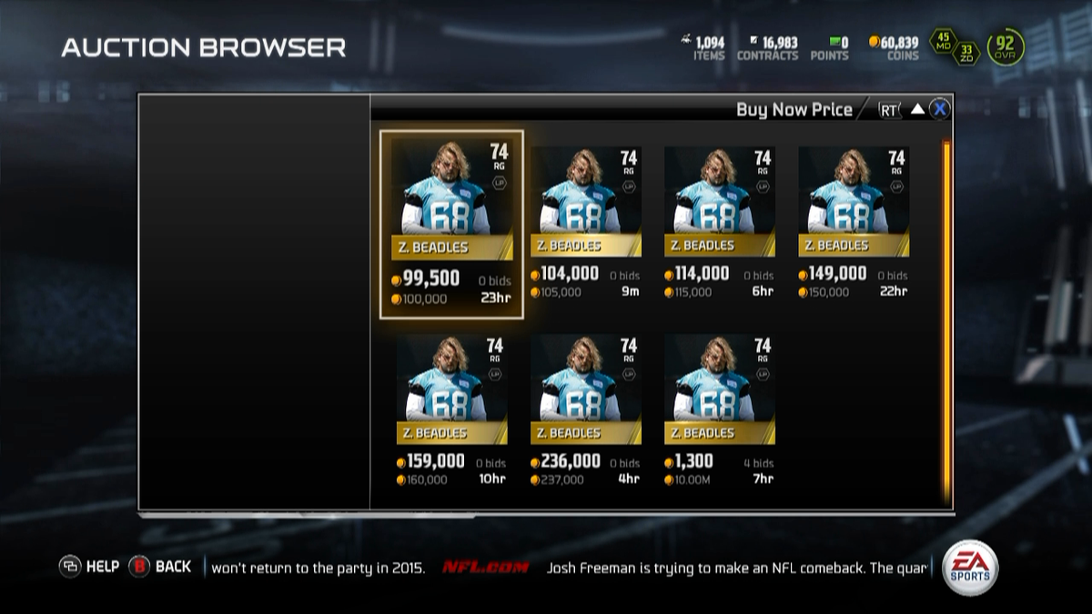 UTAuction's tweet photo. Rare Alert: Highest Base Gold BEADLES! WOW #MUT15 #UTAuction #XboxOne http://t.co/TYgGvVNNYl