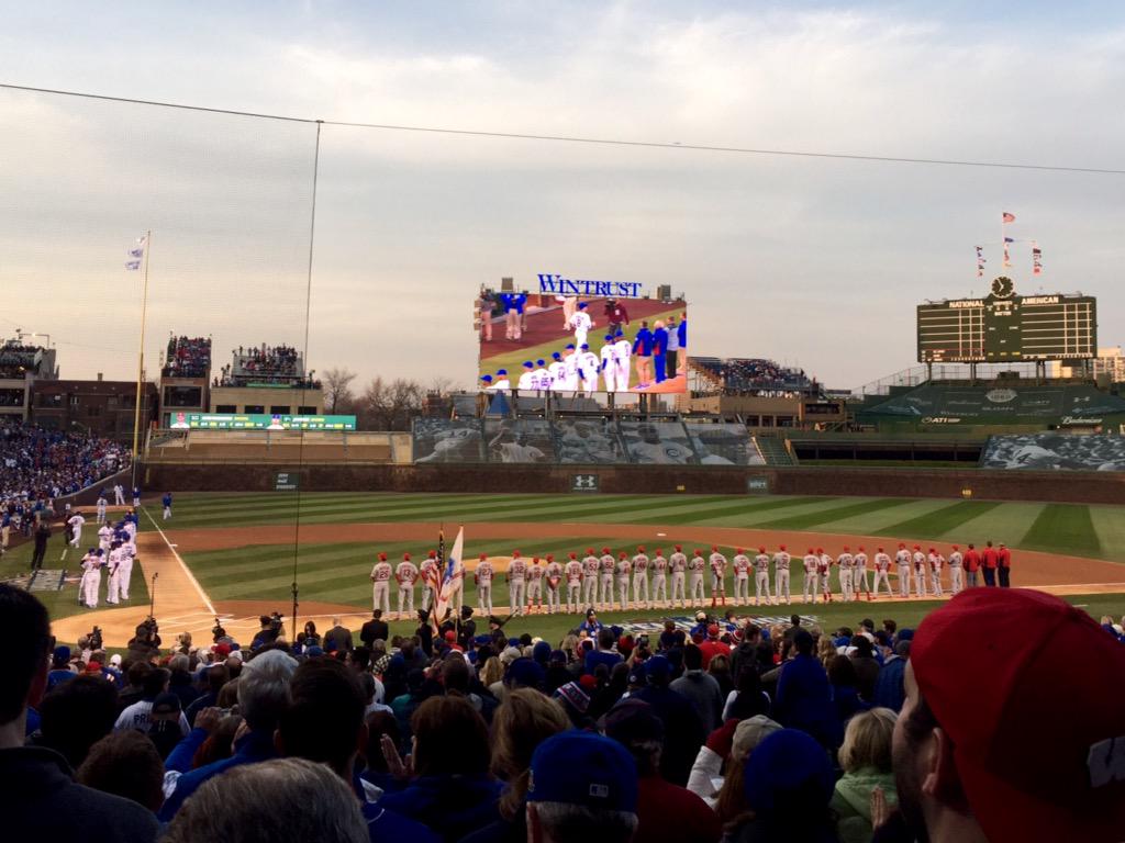 Opening day at Wrigley. "Back to the Future 2" predicted <a href="/Cubs/">Chicago Cubs</a> would win 2015 World Series. This is our year!