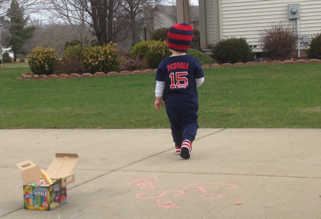 MaxtonCaesar's tweet photo. Go Red Sox! #OpeningDay #LilPedroia http://t.co/0ipMN7aeUa