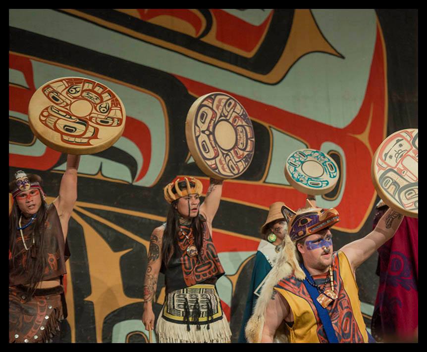 GitHoan's tweet photo. Git Hoan ends a performance at Celebration 2014 #tlingit #haida #tsimshian #dance http://t.co/cf62uPBKIG