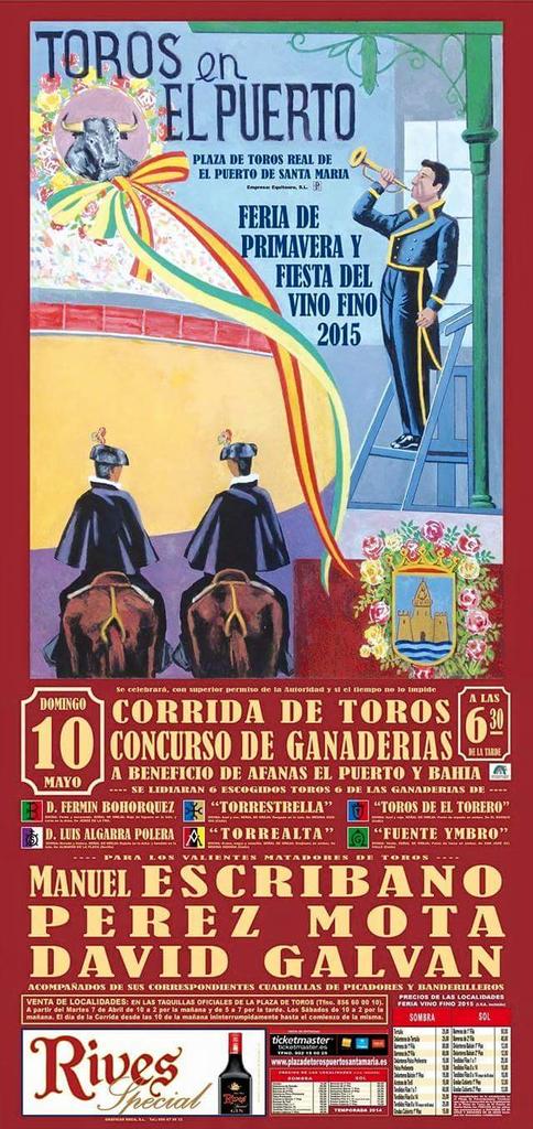 Corrida Puerto Santa María <a href="/plazaelpuerto/">PlazaToros El Puerto</a> #10Mayo <a href="/escribanomanuel/">Manuel Escribano</a> <a href="/perezmota5/">Manuel Pérez Mota</a> <a href="/davidgalvan92/">大卫</a> <a href="/Luis_Algarra/">GANADERÍA LUIS ALGARRA POLERA</a>