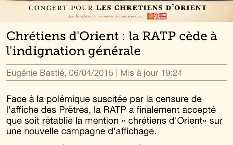 abbegrosjean's tweet photo. Merci à tous - chrétiens ou non - pour votre mobilisation. Plus jamais de silence complice ! #chretiensdorient #RATP http://t.co/k92LFYxjG3