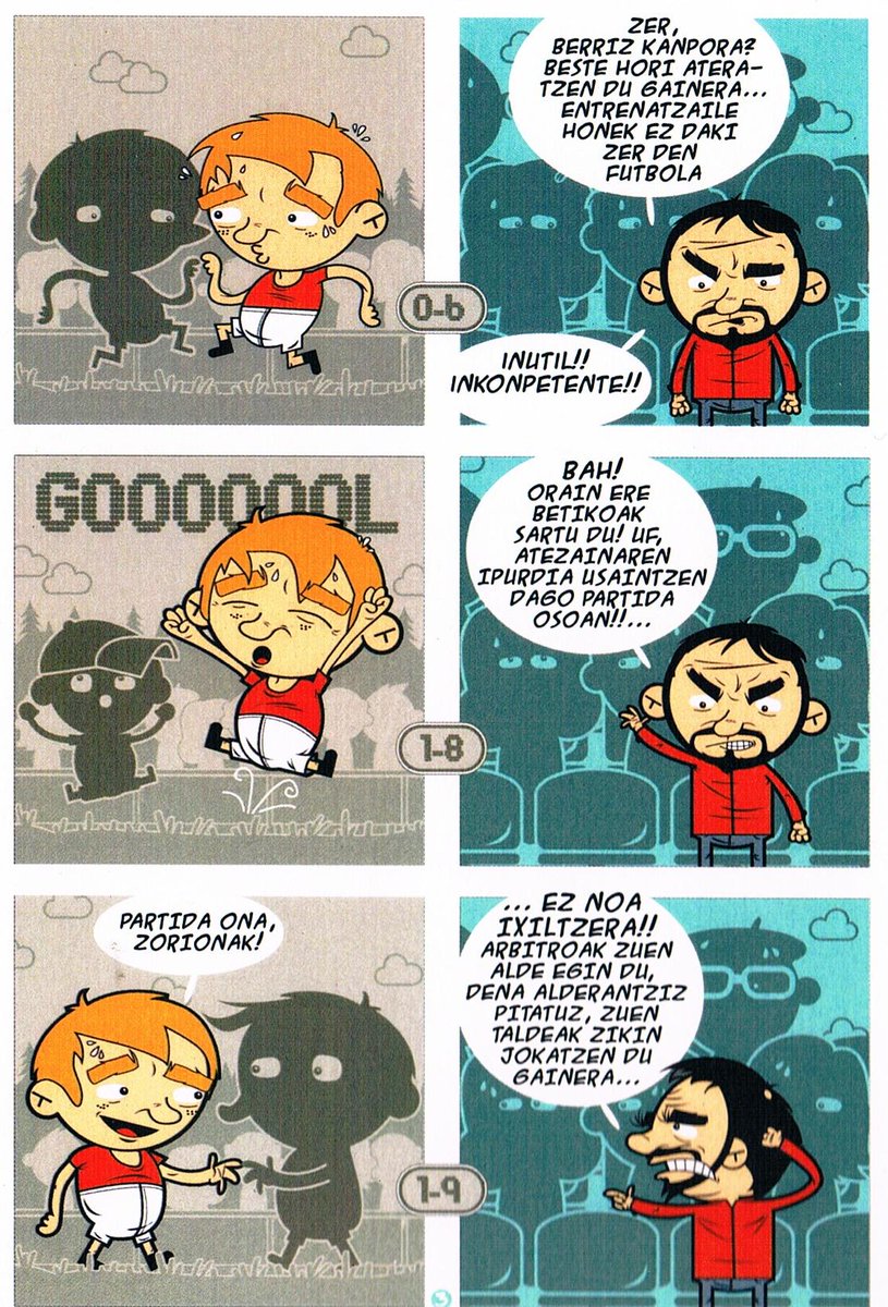 aurreraKE's tweet photo. Horrela dabiltza guraso asko futbol zelaietan.
Aurrerak eta "Brontxek" egindako komikia, gurasoen jarrerak ikusteko. http://t.co/VS1e6TdCI8