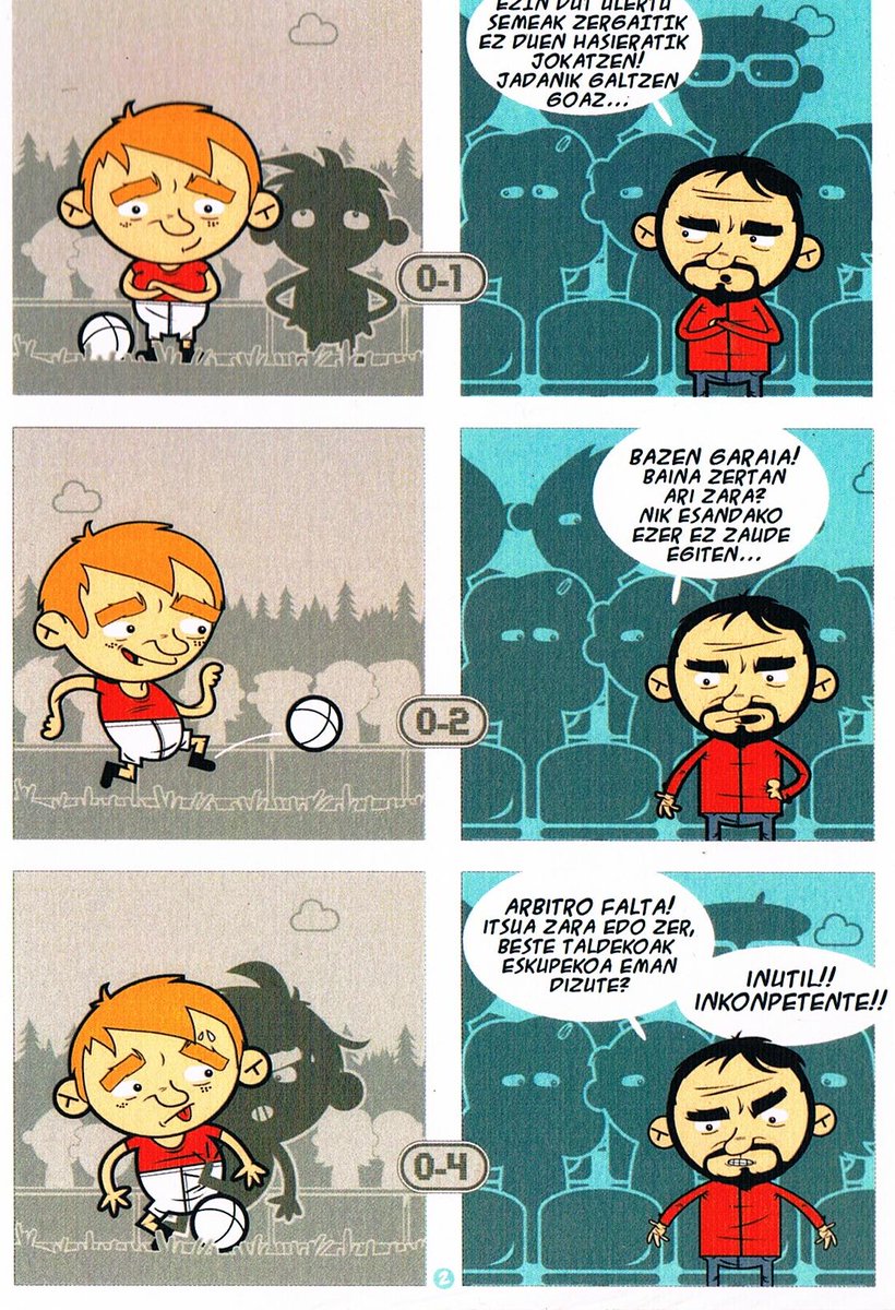 aurreraKE's tweet photo. Horrela dabiltza guraso asko futbol zelaietan.
Aurrerak eta "Brontxek" egindako komikia, gurasoen jarrerak ikusteko. http://t.co/VS1e6TdCI8