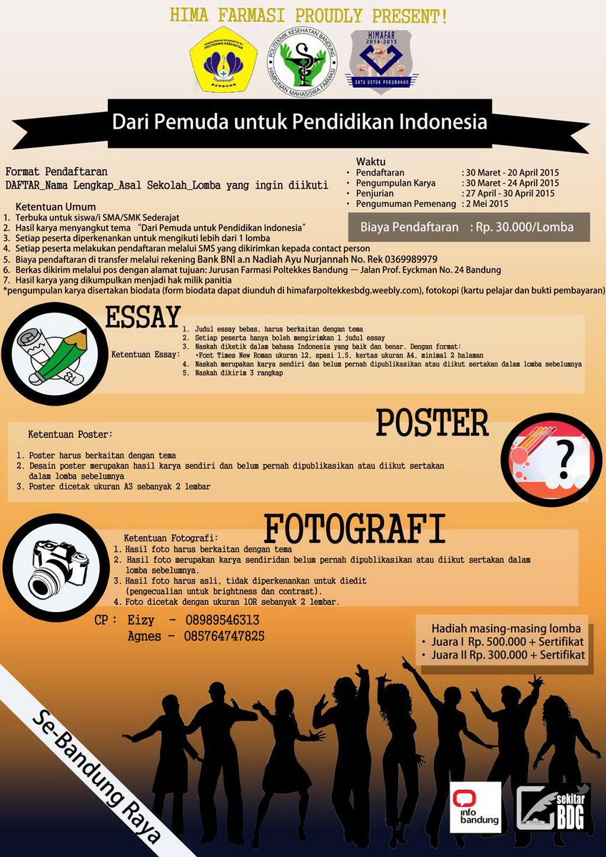 Himafar Poltekes Bandung present LOMBA MEMPERINGATI HARDIKNAS
tingkat SMA Se-Bandung Raya info <a href="/himafarmasi/">HIMA Farmasi</a>