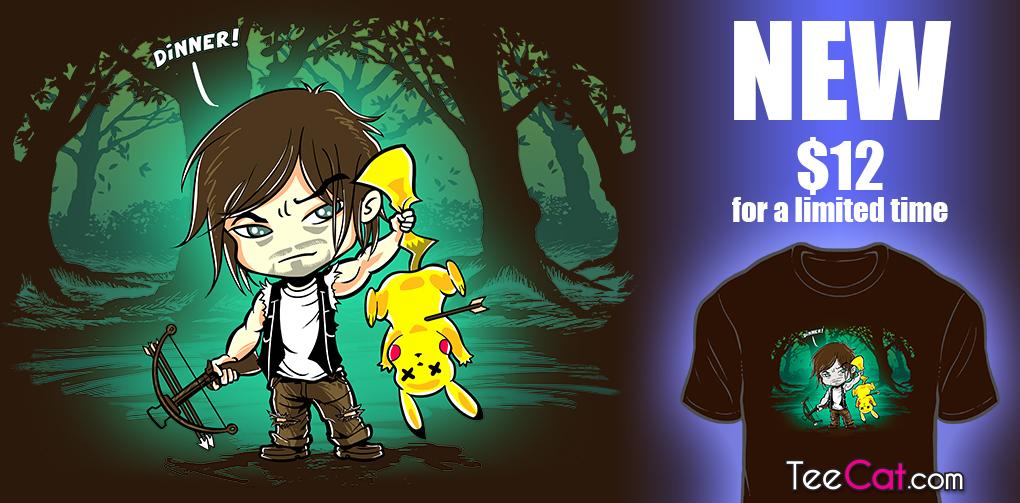 TeeCatNews's tweet photo. So hungry for pika-meat. Thanks Daryl! http://t.co/cRc1EpVZl2 Nom Nom Nom! #TeeCat #WalkingDead #daryldixon #Pikachu http://t.co/e2CN3v2HX1