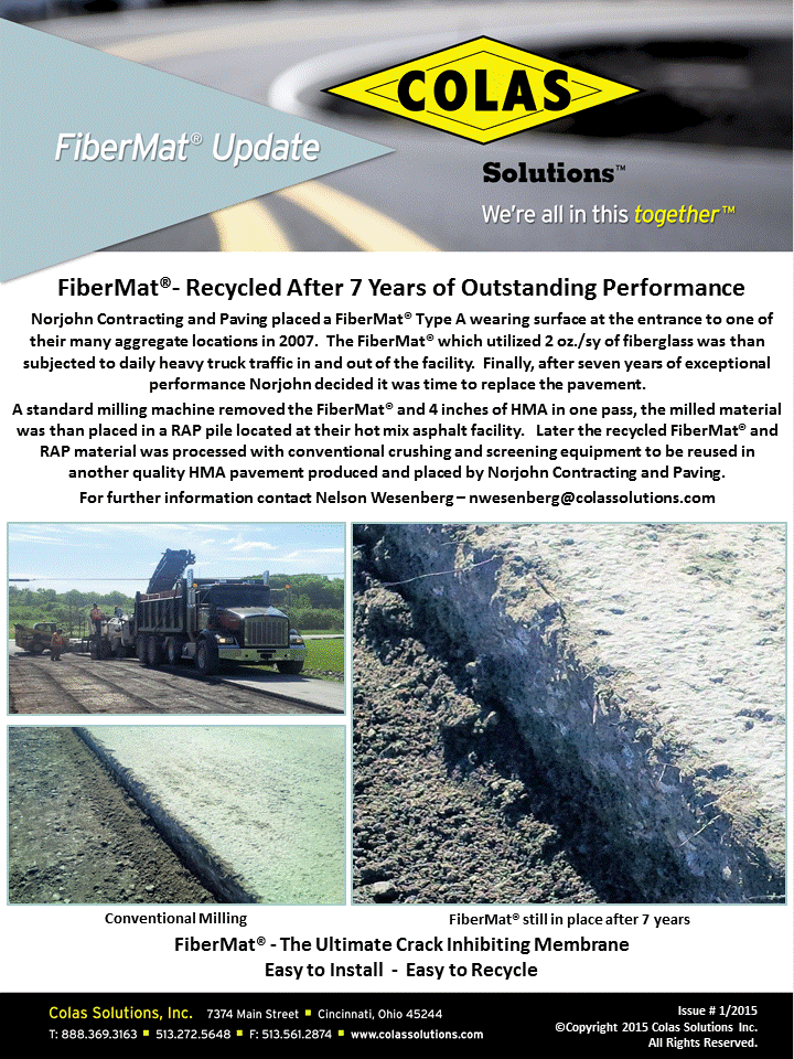 ColasSolutions's tweet image. FiberMat® Easy to install, easy to recycle, NorJohn Cont. milled &amp;amp; recycled FiberMat® on severely used quarry road