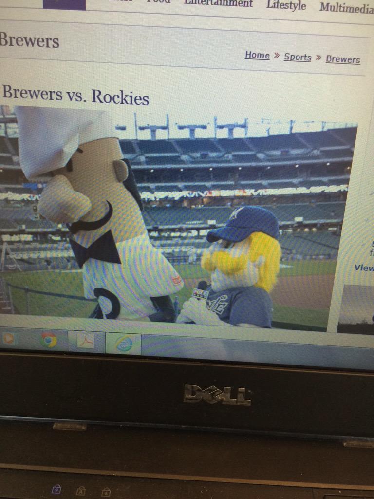 emilythemu's tweet photo. I didn't know checking the Brewers live feed online was NSFW... #BrewersOpeningDay #GetItBernie http://t.co/1R2SPo8lGI