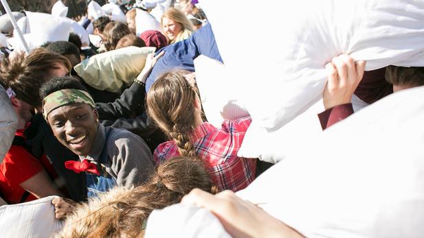 TimeOutNewYork's tweet photo. Photos: See all the feather-flinging fun from Pillow Fight NYC 2015 http://t.co/e5kP2M2shX http://t.co/TItZq6JKDV