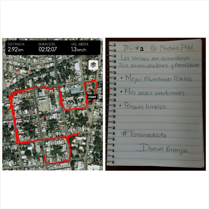 DanielGranjaMX's tweet photo. Termine mi primera caminata por la colonia Chichén Itzá. Te comparto el recorrido que hice #TomandoNota1D http://t.co/9yntqSLFFj