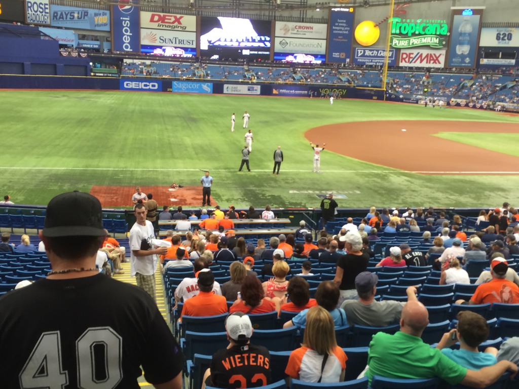 BirdlandDaily's tweet photo. The Trop! Snapped 17 min ago. A crap stadium in a crap #MLB town. #Rays deserve better. #FirstPitch15 #Orioles http://t.co/cFSqnKixwl